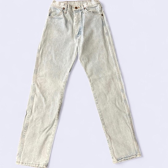 Wrangler Light Blue Jeans with Leather Patch - Picture 1 of 8